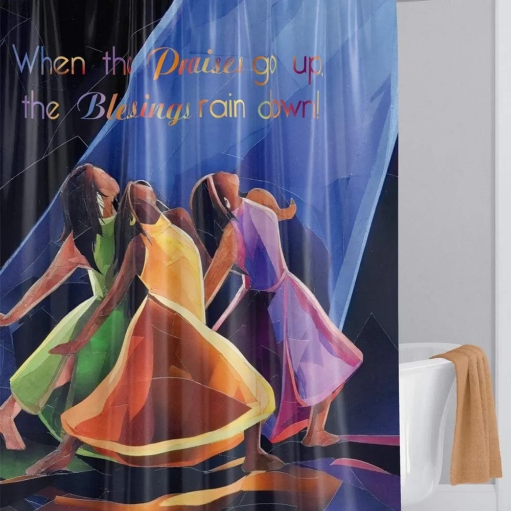 Multicolor Dance Shower Curtain and Mat set